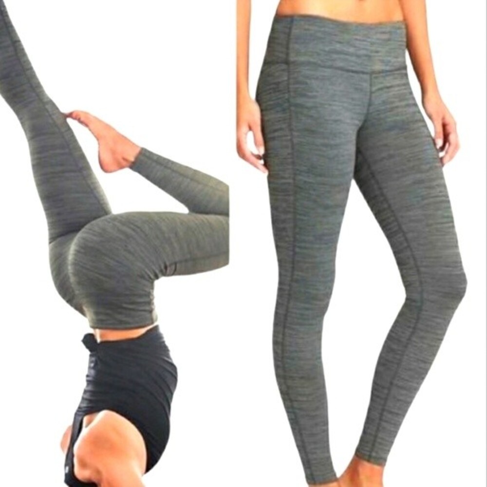 Athleta Yoga Gym Workout Leggings Women's Plus Size 1X Chaturanga Gray Space Dye